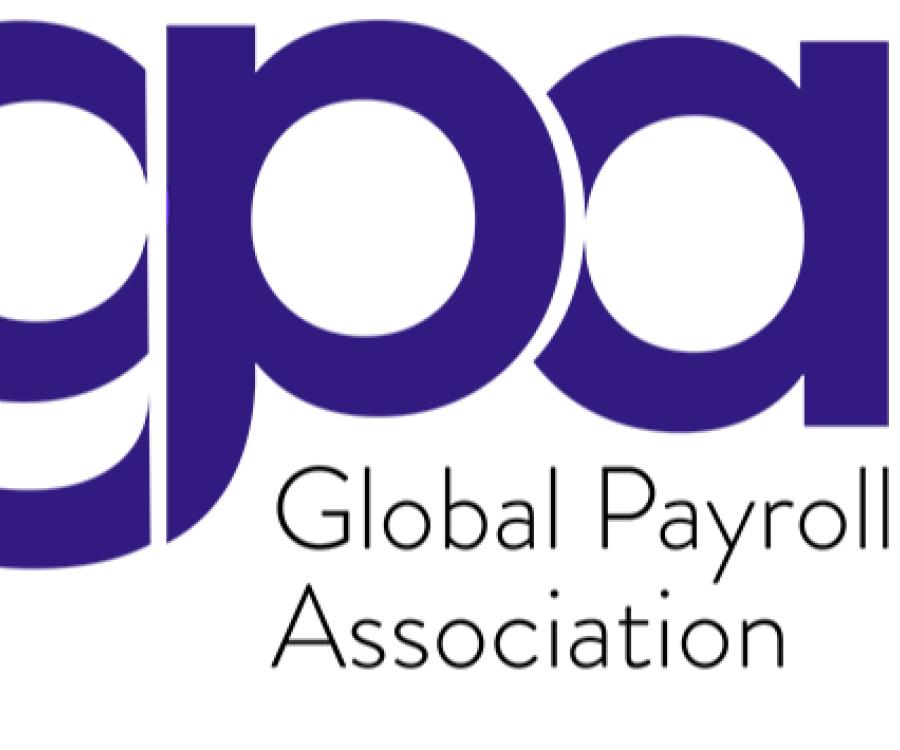 Global payroll association logo displaying the letters 'gpa' in bold, dark blue font.